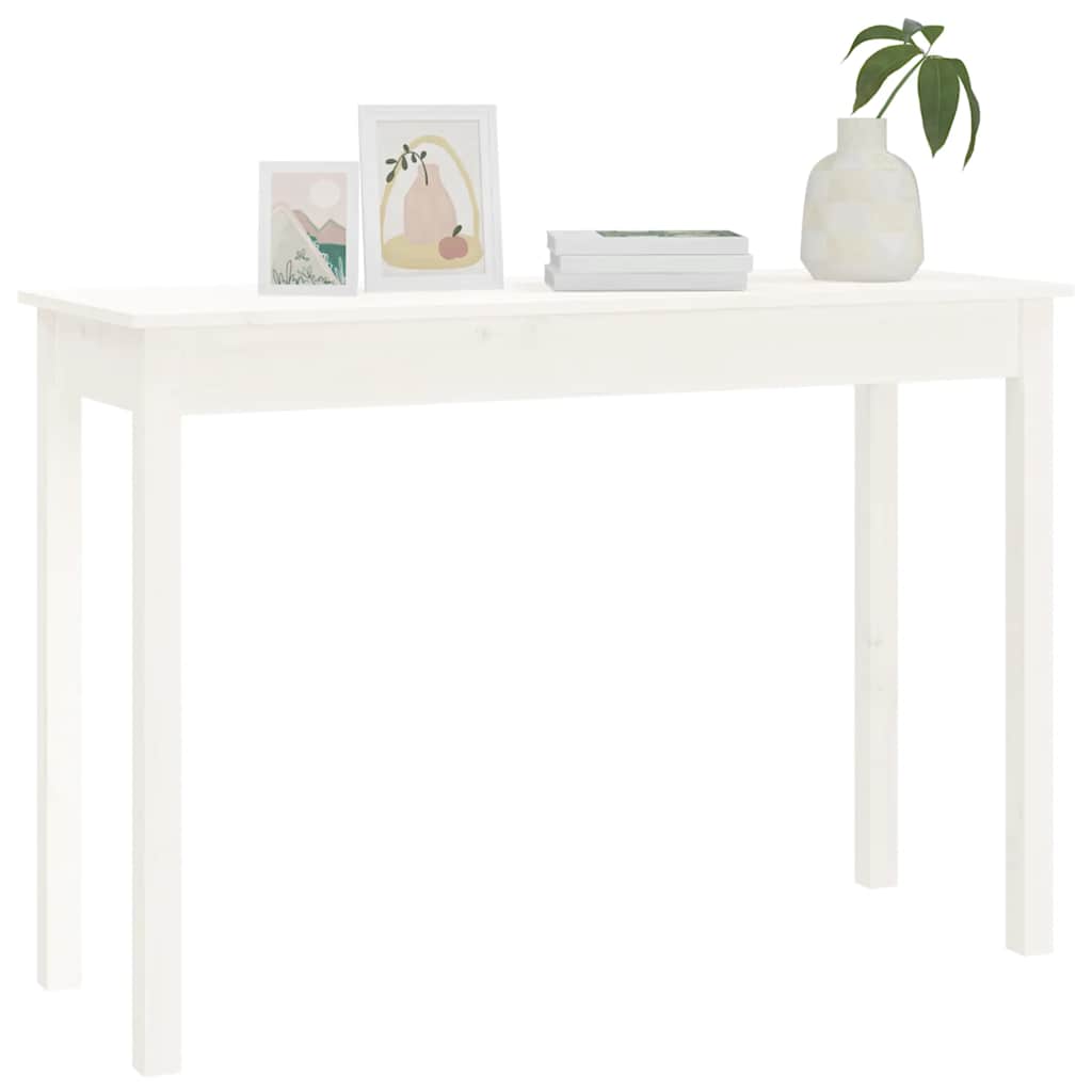 vidaXL Stolik konsolowy, biały, 110x40x75 cm, lite drewno sosnowe