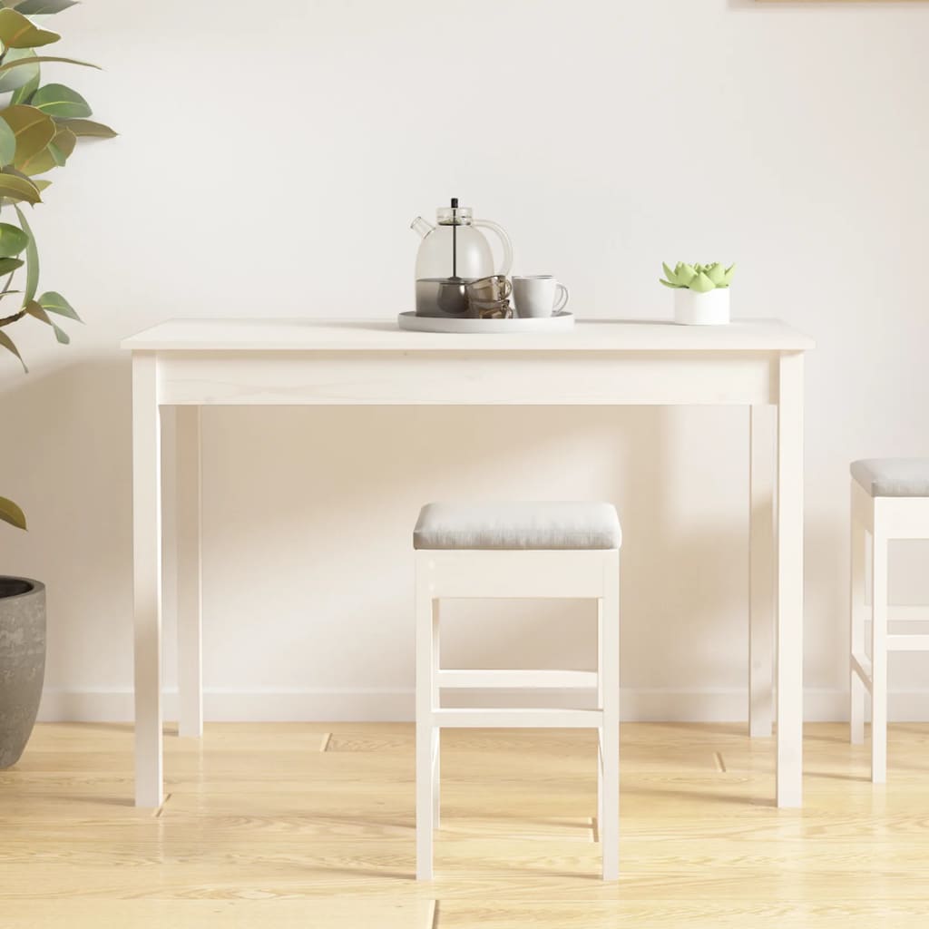 vidaXL Stół jadalniany, biały, 110x55x75 cm, lite drewno sosnowe