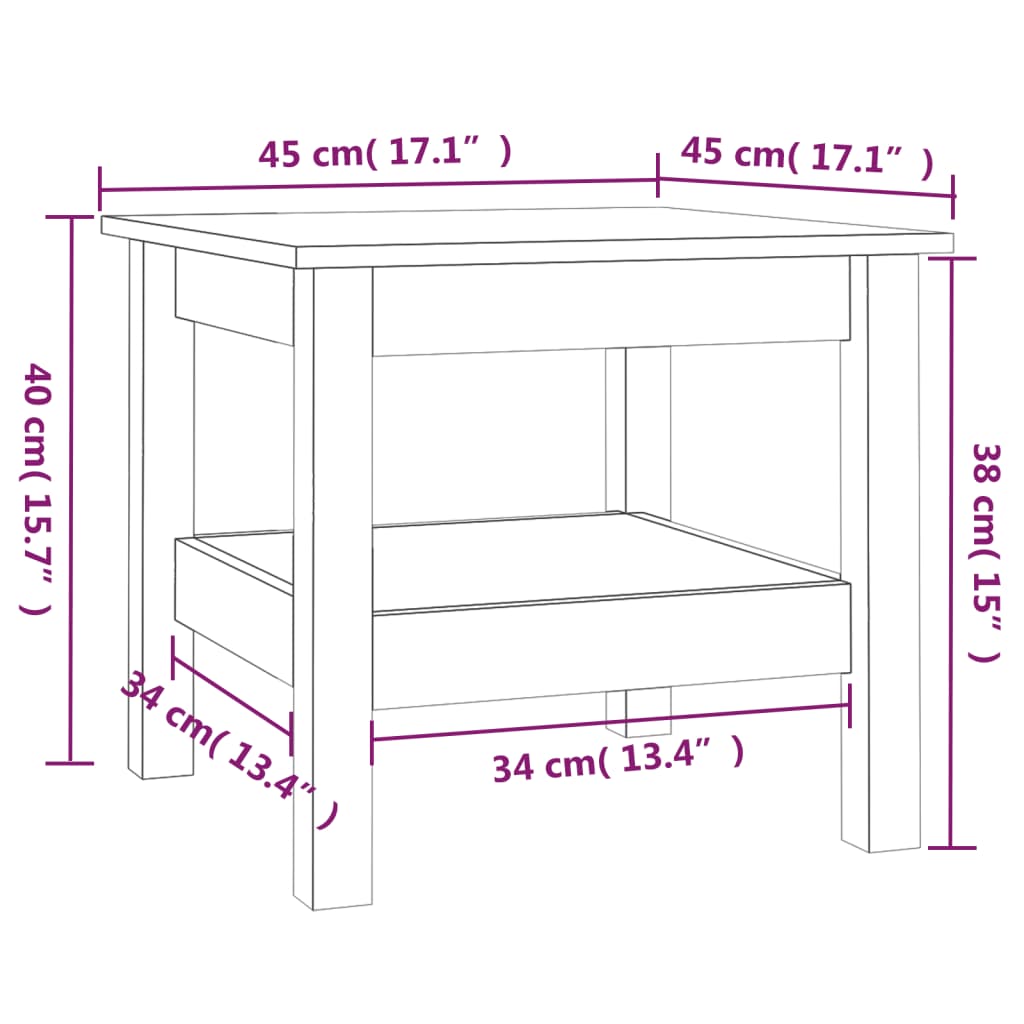 vidaXL Stolik kawowy 45x45x40 cm Drewno lite sosnowe