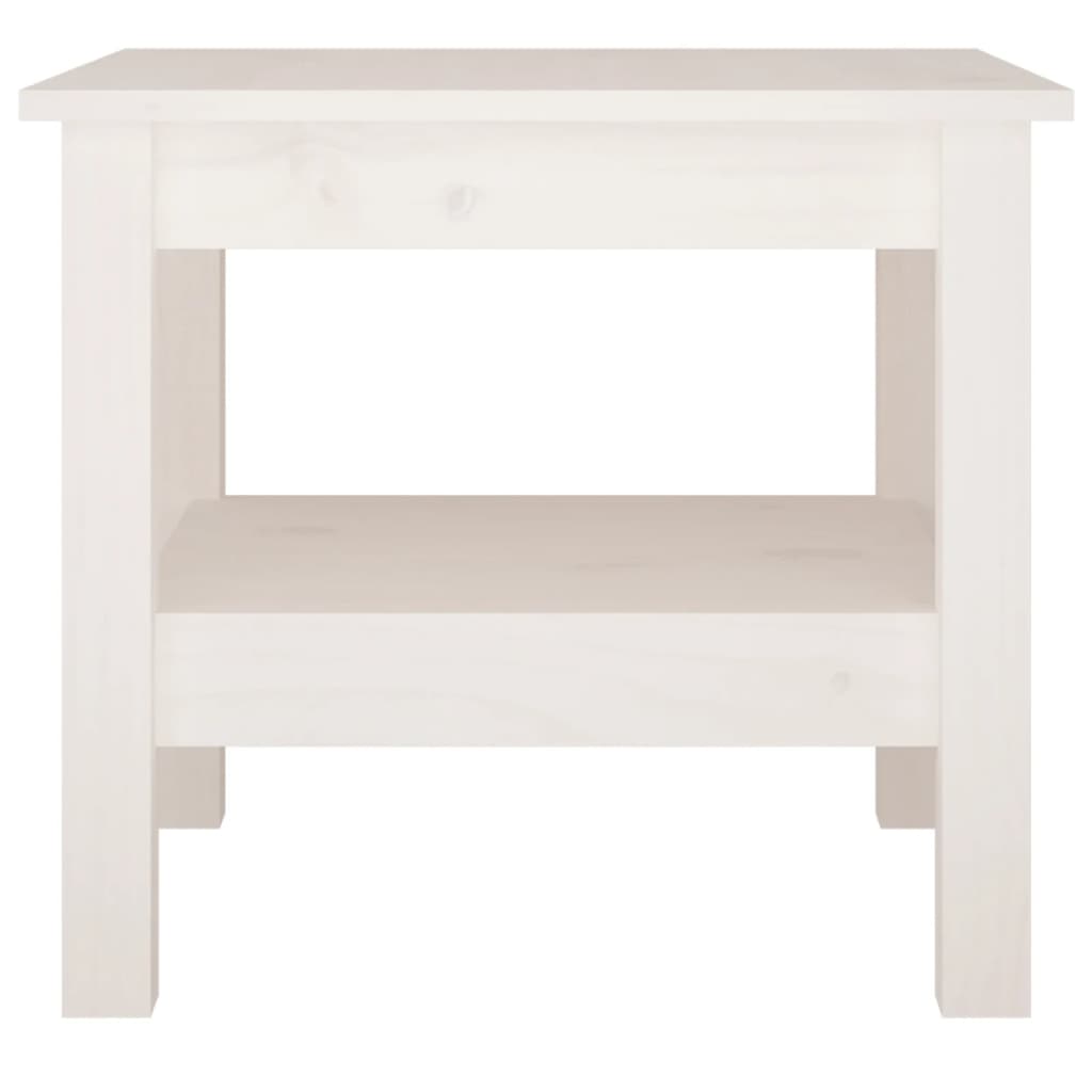 vidaXL Stolik kawowy biały 45x45x40 cm lite drewno sosnowe