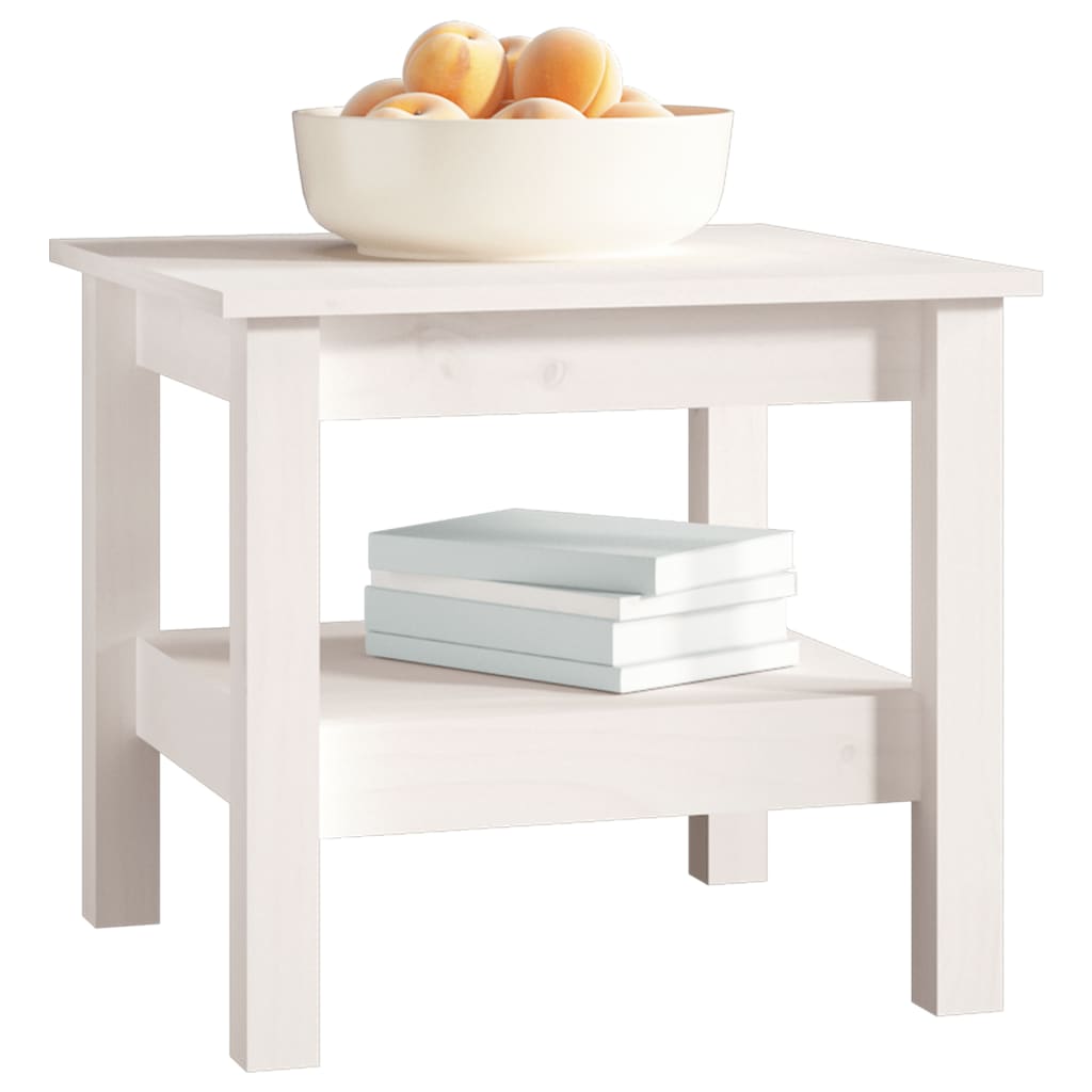 vidaXL Stolik kawowy biały 45x45x40 cm lite drewno sosnowe