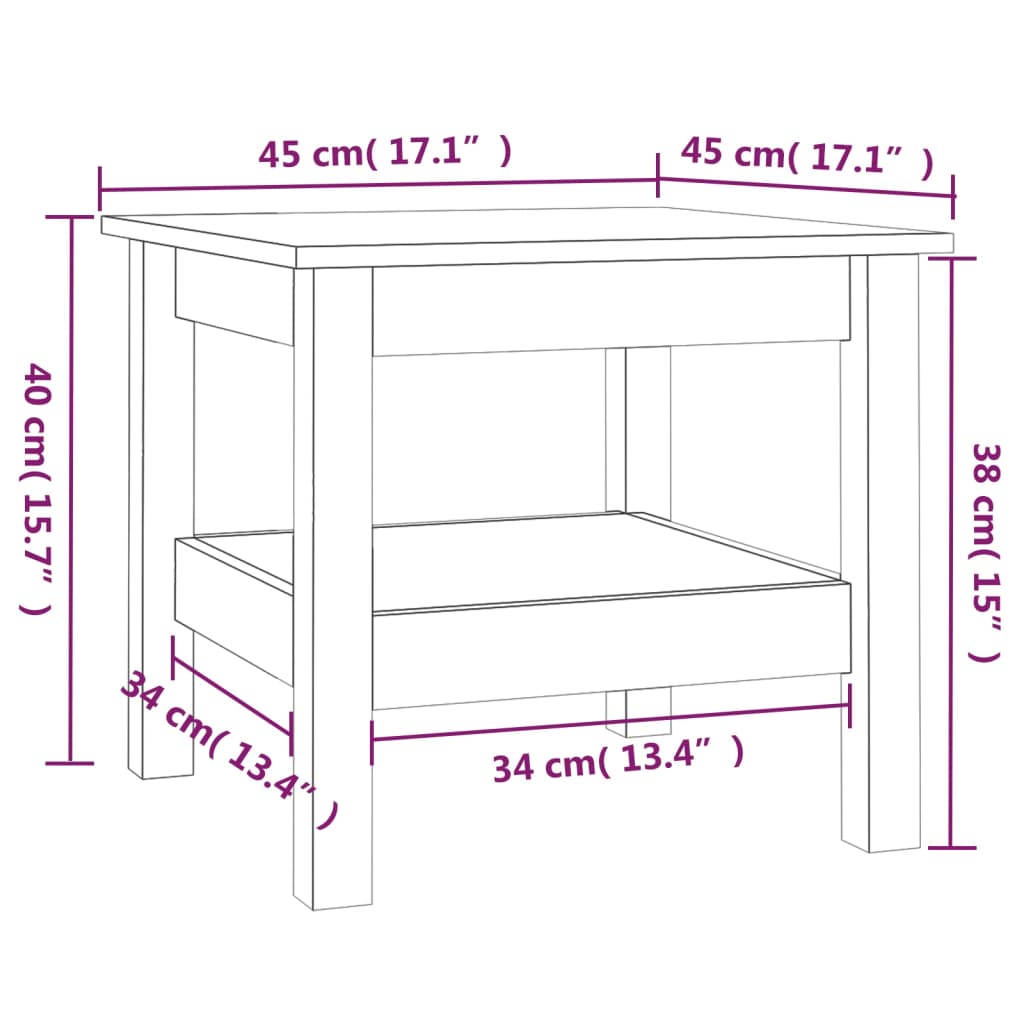 vidaXL Stolik kawowy biały 45x45x40 cm lite drewno sosnowe