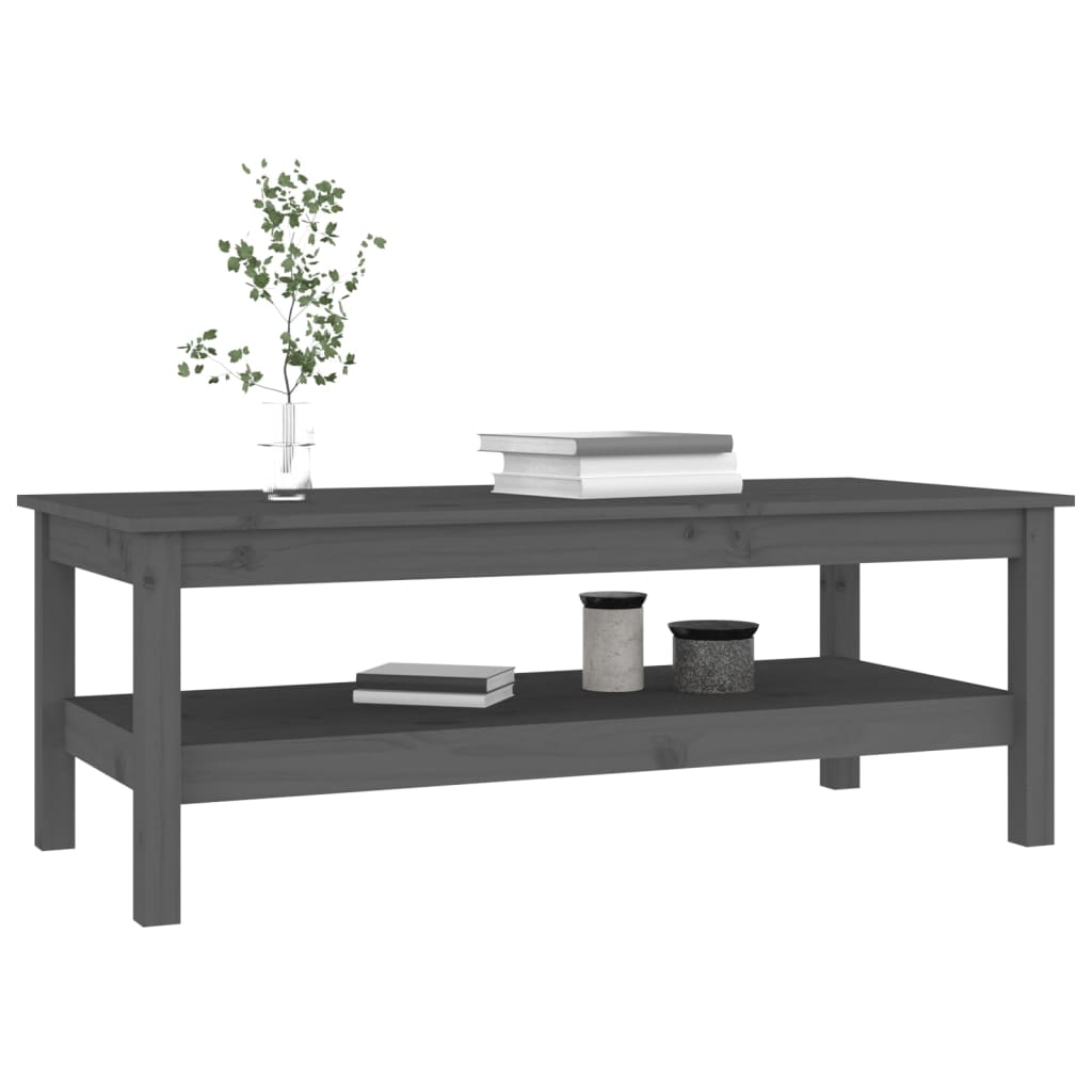 vidaXL Stolik kawowy, szary, 110x50x40 cm, lite drewno sosnowe