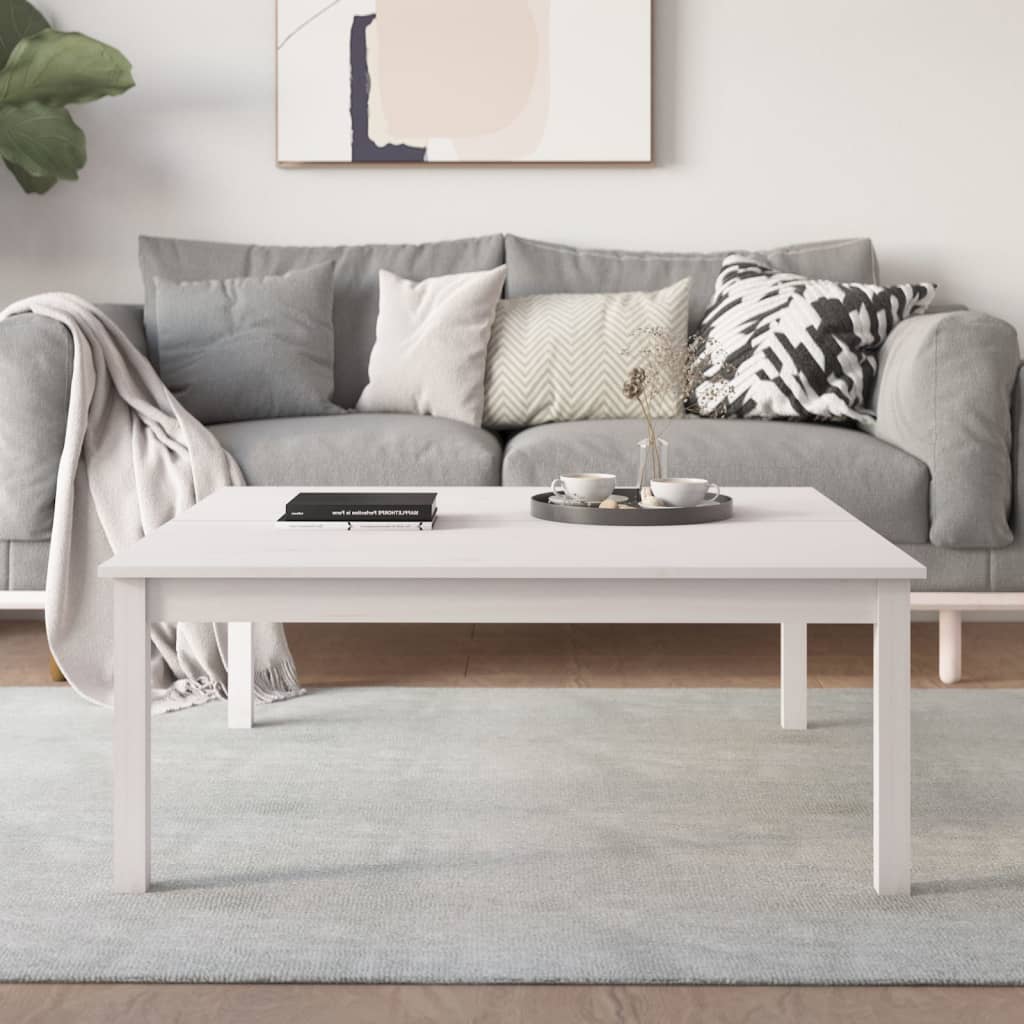 vidaXL Stolik kawowy, biały, 100x100x40 cm, lite drewno sosnowe