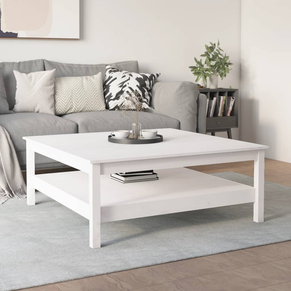 vidaXL Stolik kawowy biały 100x100x40 cm lite drewno sosnowe