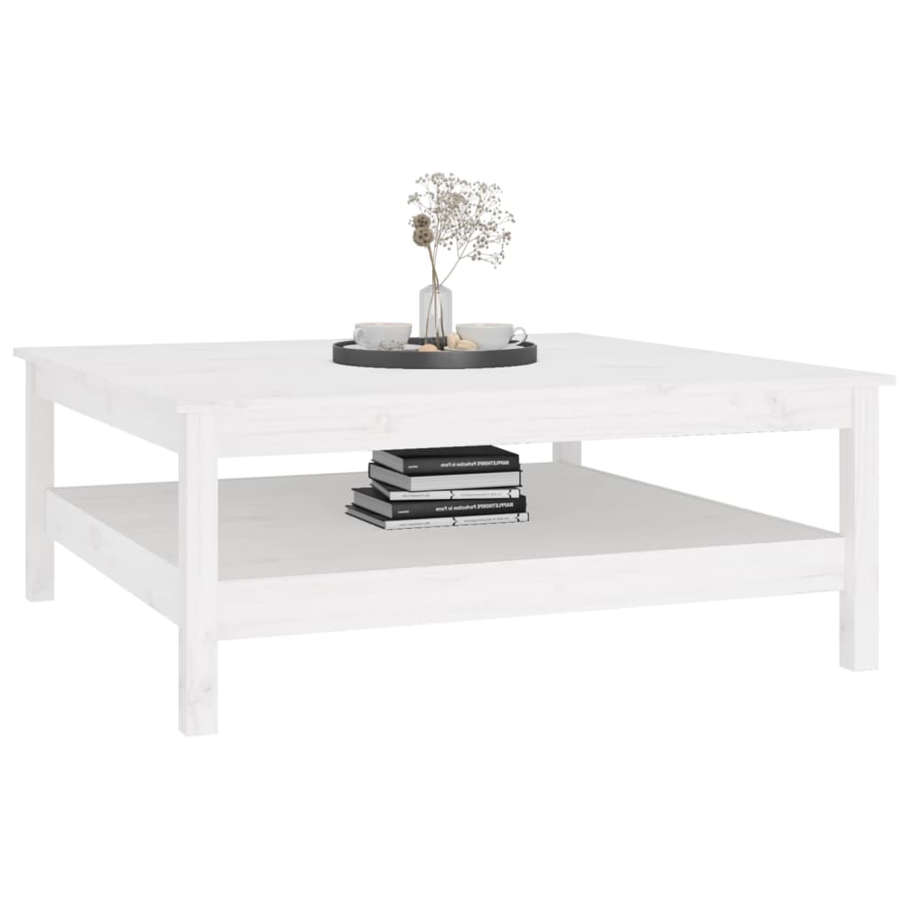 vidaXL Stolik kawowy biały 100x100x40 cm lite drewno sosnowe