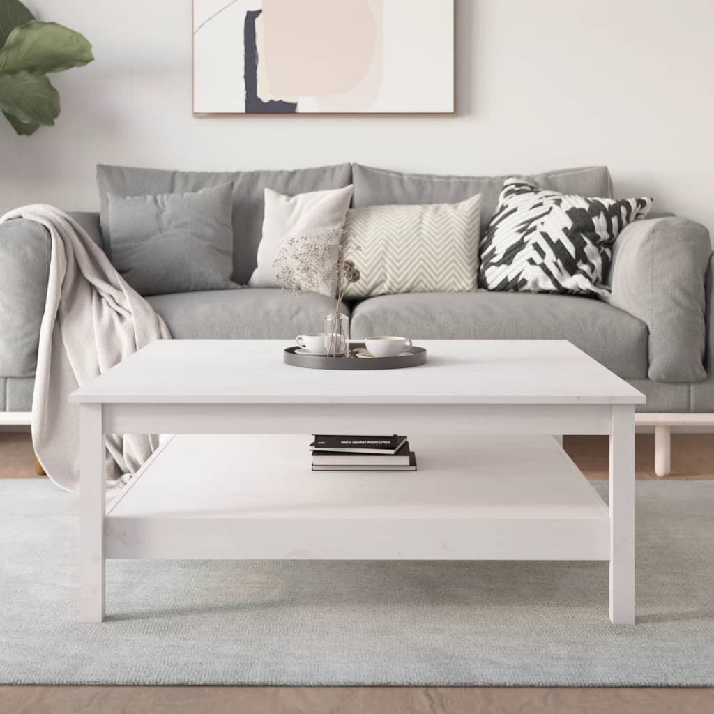 vidaXL Stolik kawowy biały 100x100x40 cm lite drewno sosnowe