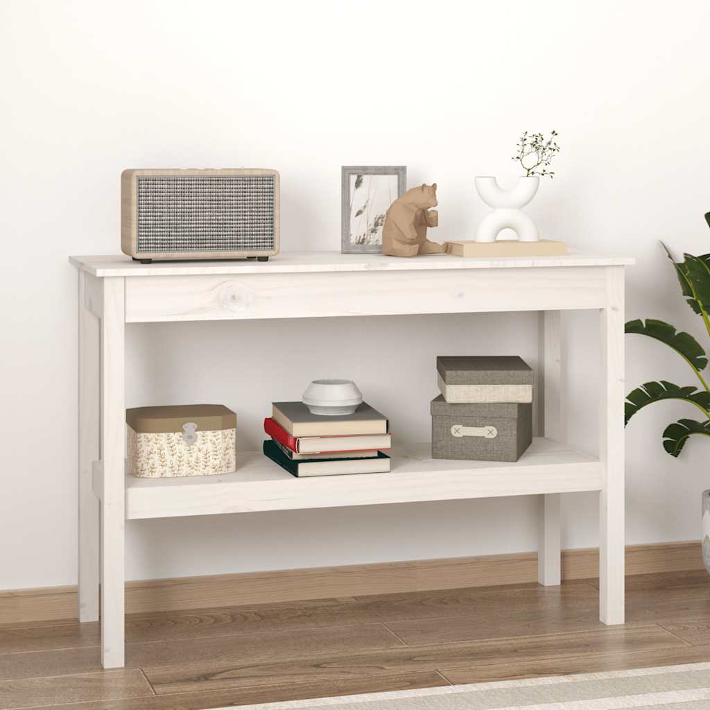 vidaXL Stolik konsolowy, biały, 110x40x75 cm, lite drewno sosnowe
