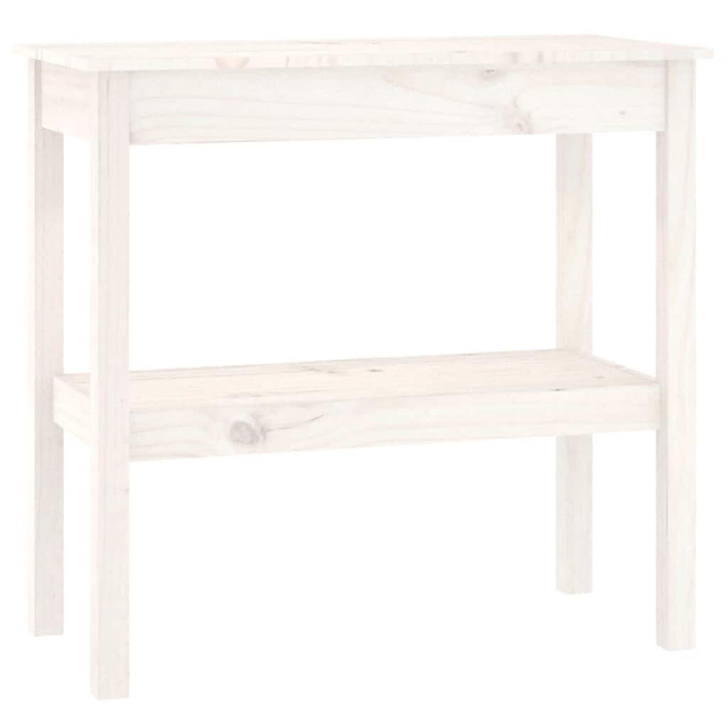 vidaXL Stolik konsolowy, biały, 80x40x75 cm, lite drewno sosnowe