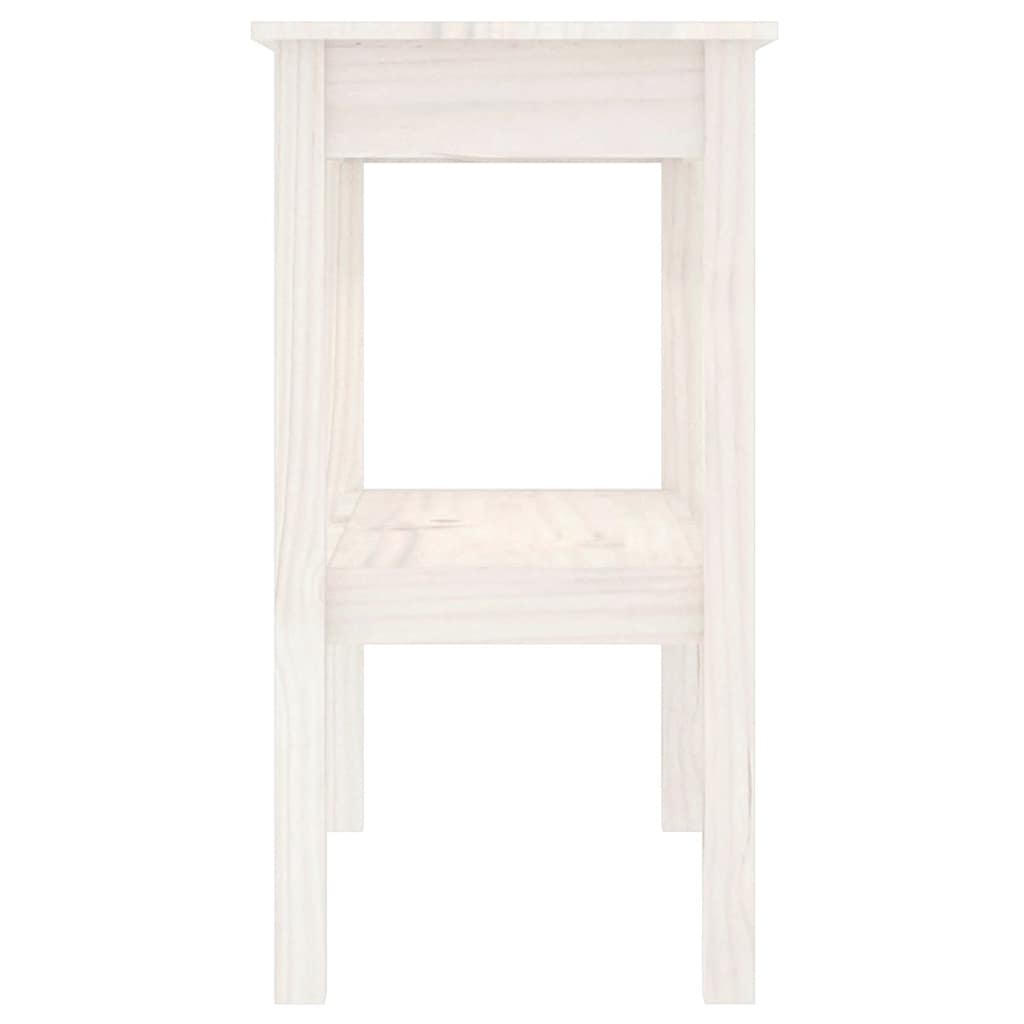 vidaXL Stolik konsolowy, biały, 80x40x75 cm, lite drewno sosnowe