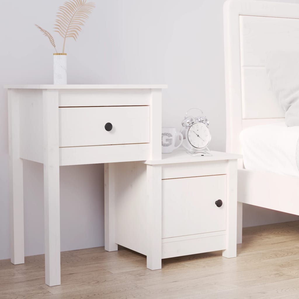 vidaXL Szafka nocna, biała, 79,5x38x65,5 cm, lite drewno sosnowe