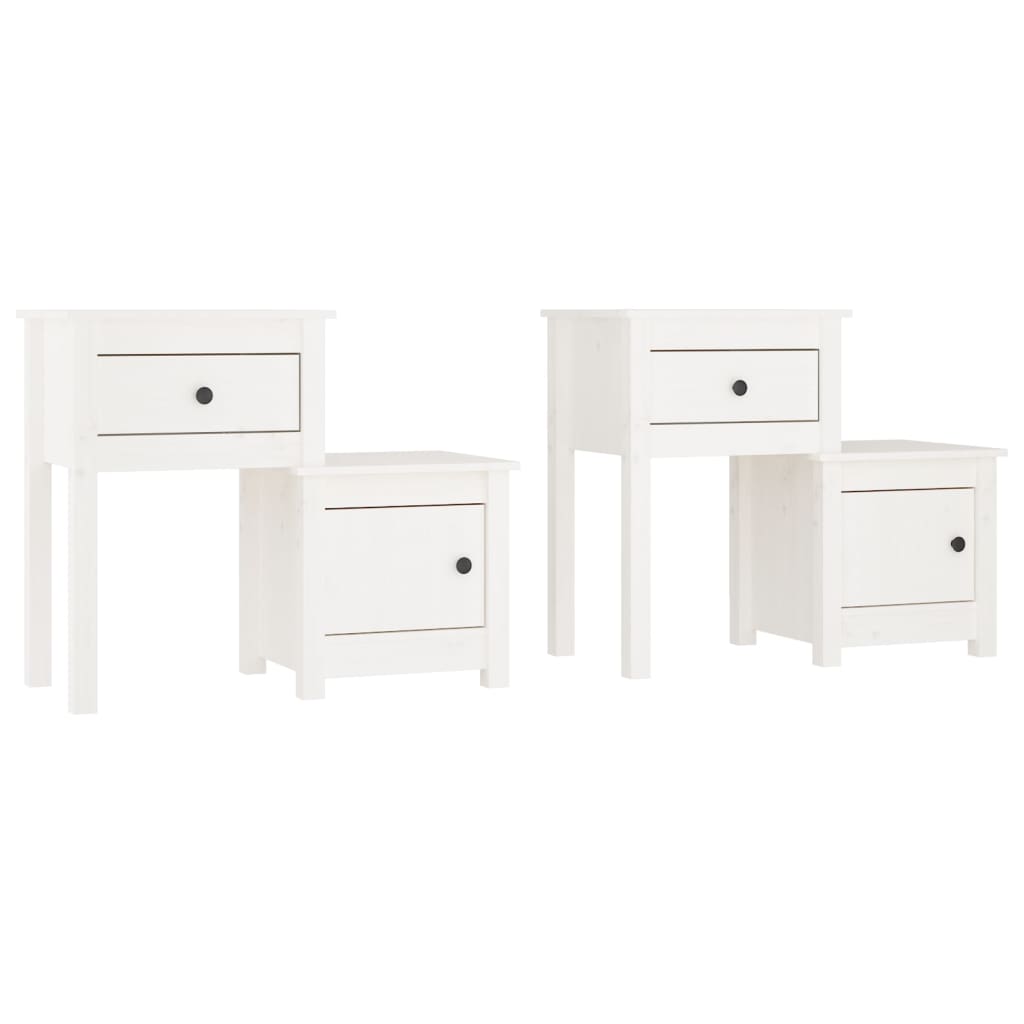 vidaXL Szafki nocne, 2 szt, białe, 79,5x38x65,5 cm lite drewno sosnowe