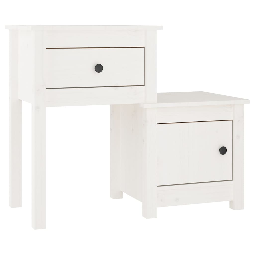vidaXL Szafki nocne, 2 szt, białe, 79,5x38x65,5 cm lite drewno sosnowe