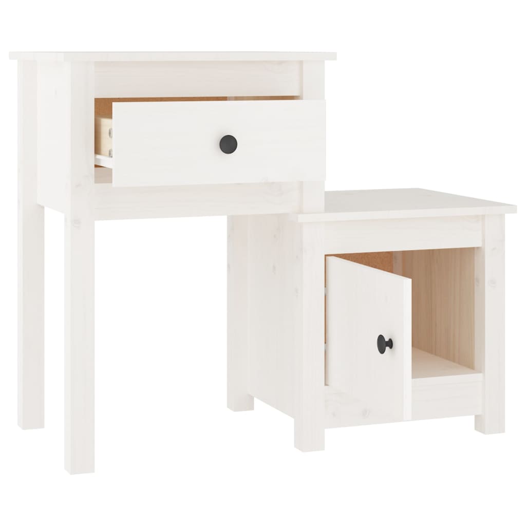 vidaXL Szafki nocne, 2 szt, białe, 79,5x38x65,5 cm lite drewno sosnowe