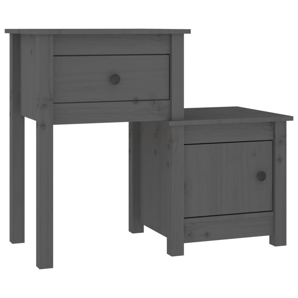 vidaXL Szafka nocna, szara, 79,5x38x65,5 cm, lite drewno sosnowe