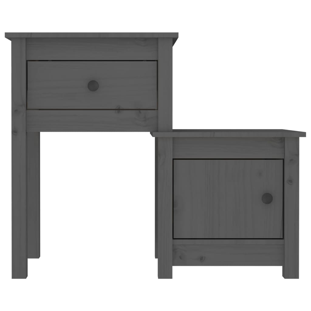 vidaXL Szafka nocna, szara, 79,5x38x65,5 cm, lite drewno sosnowe