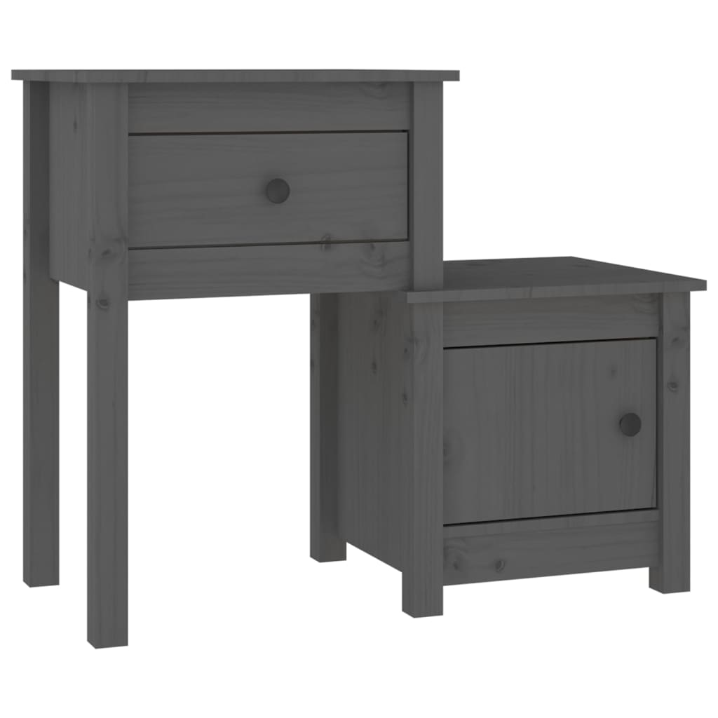vidaXL Szafki nocne, 2 szt, szare 79,5x38x65,5 cm, lite drewno sosnowe