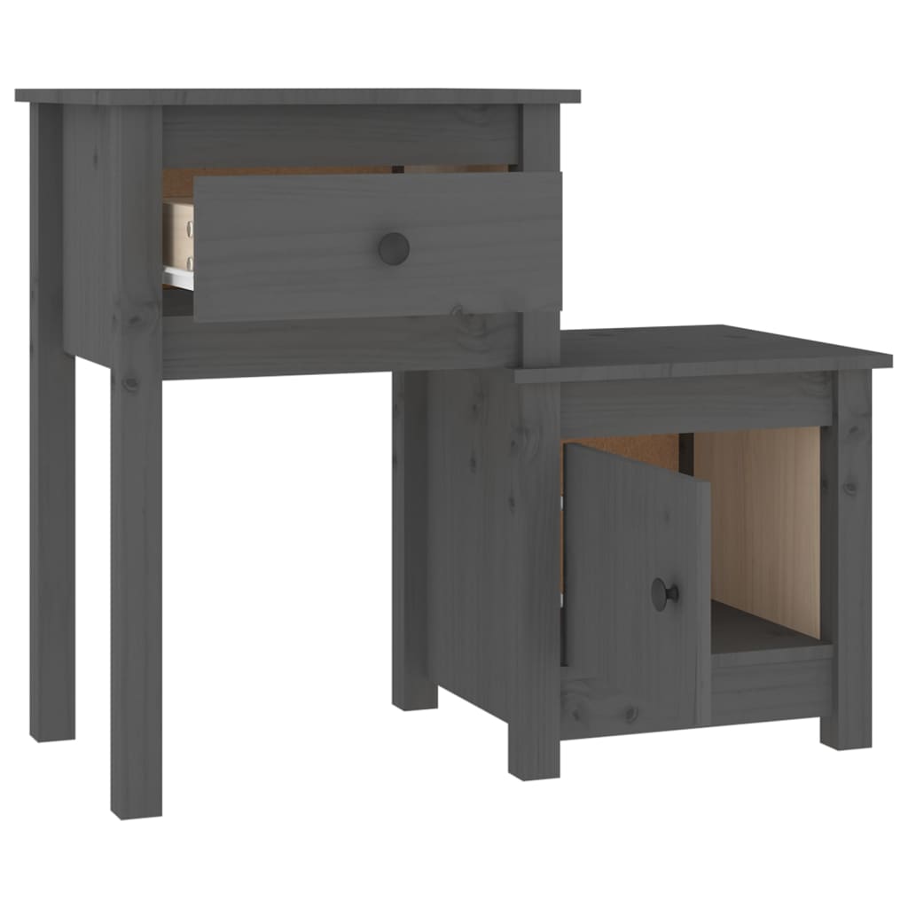 vidaXL Szafki nocne, 2 szt, szare 79,5x38x65,5 cm, lite drewno sosnowe
