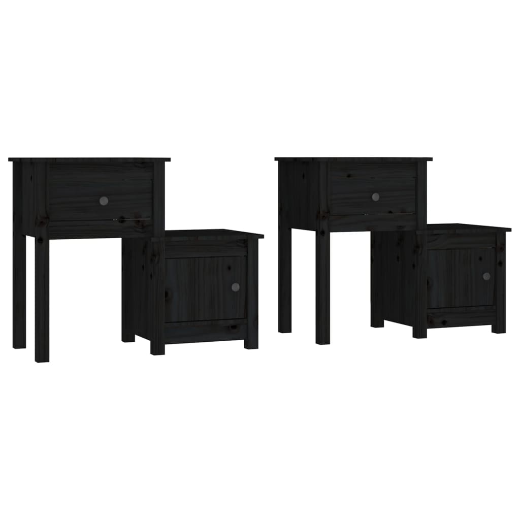 vidaXL Szafki nocne, 2 szt., czarne, 79,5x38x65,5 cm, drewno sosnowe