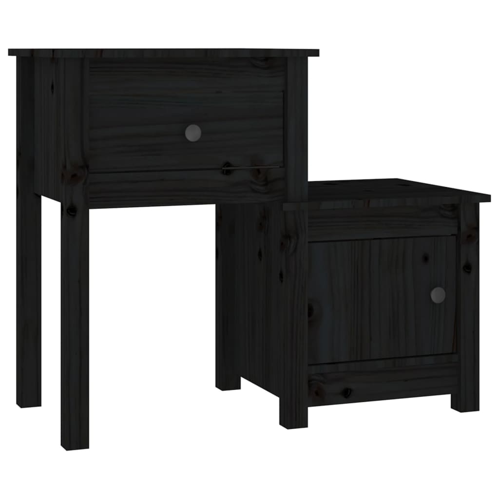 vidaXL Szafki nocne, 2 szt., czarne, 79,5x38x65,5 cm, drewno sosnowe