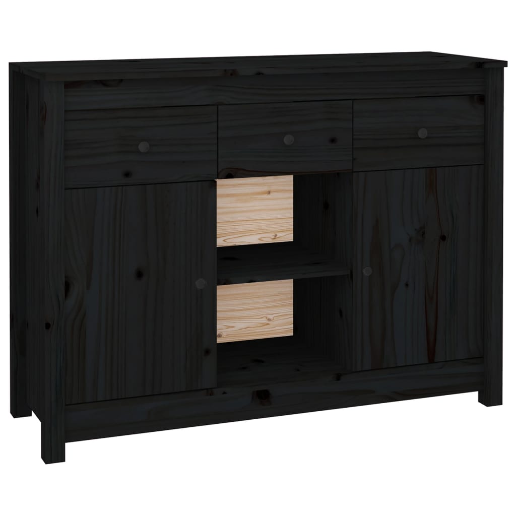vidaXL Szafka, czarna, 100x35x74,5 cm, lite drewno sosnowe