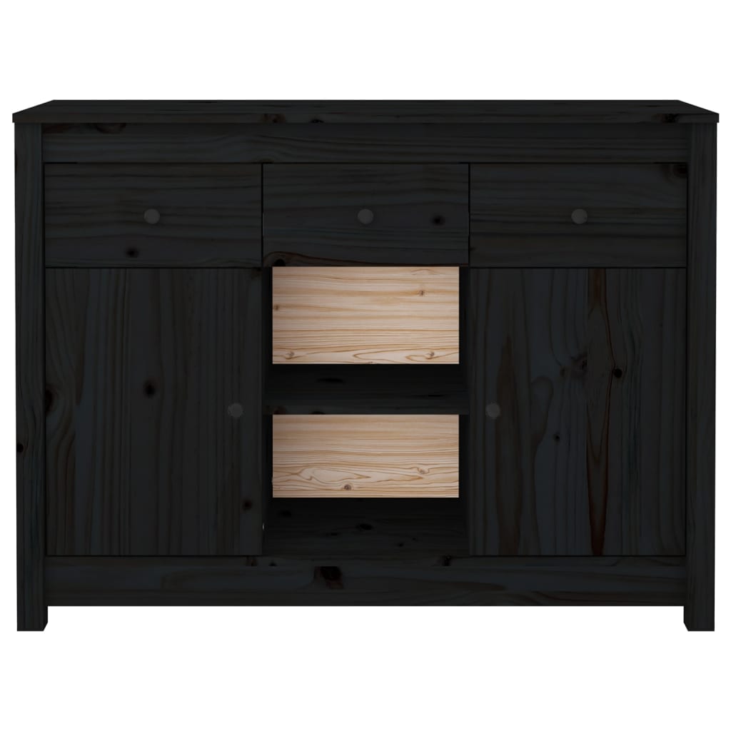 vidaXL Szafka, czarna, 100x35x74,5 cm, lite drewno sosnowe