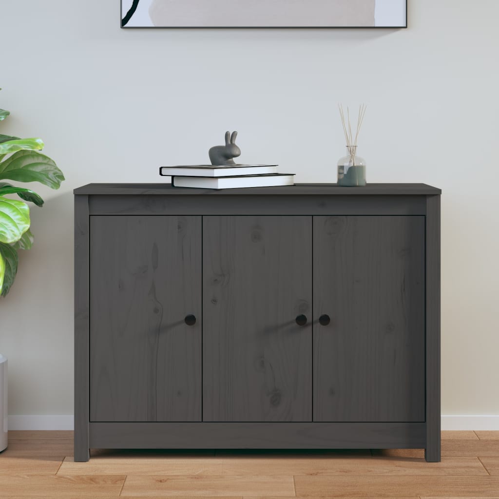 vidaXL Szafka, szara, 100x35x74 cm, lite drewno sosnowe