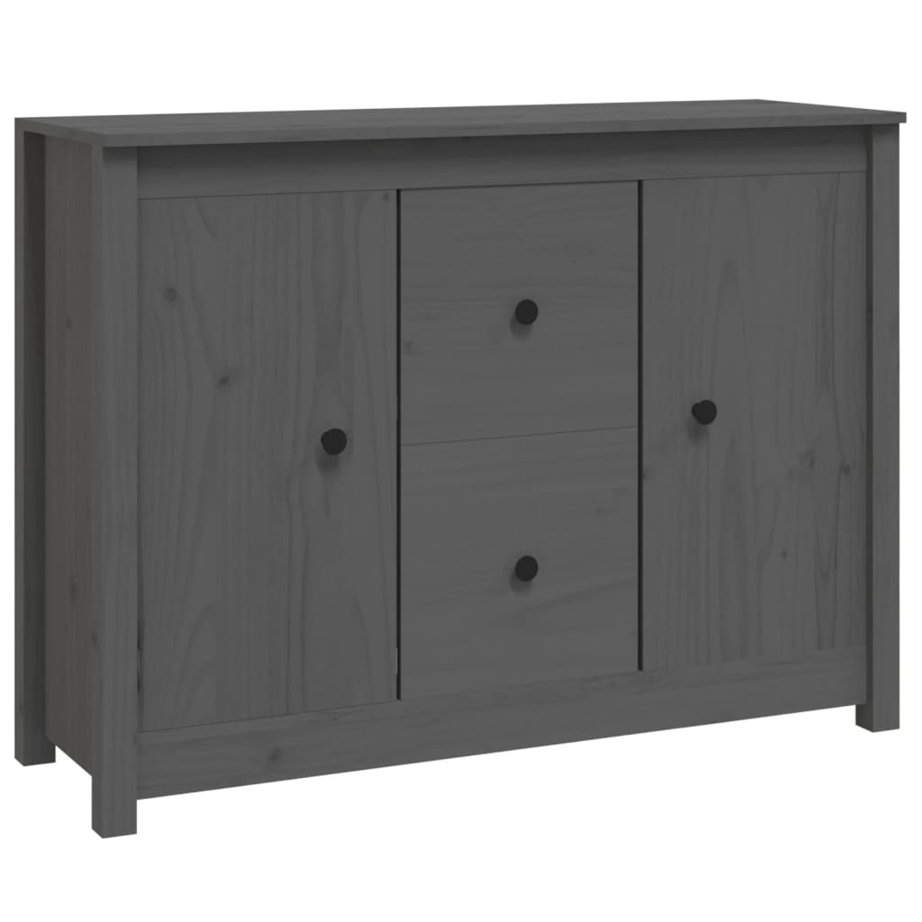 vidaXL Komoda, szara, 100x35x74 cm, lite drewno sosnowe