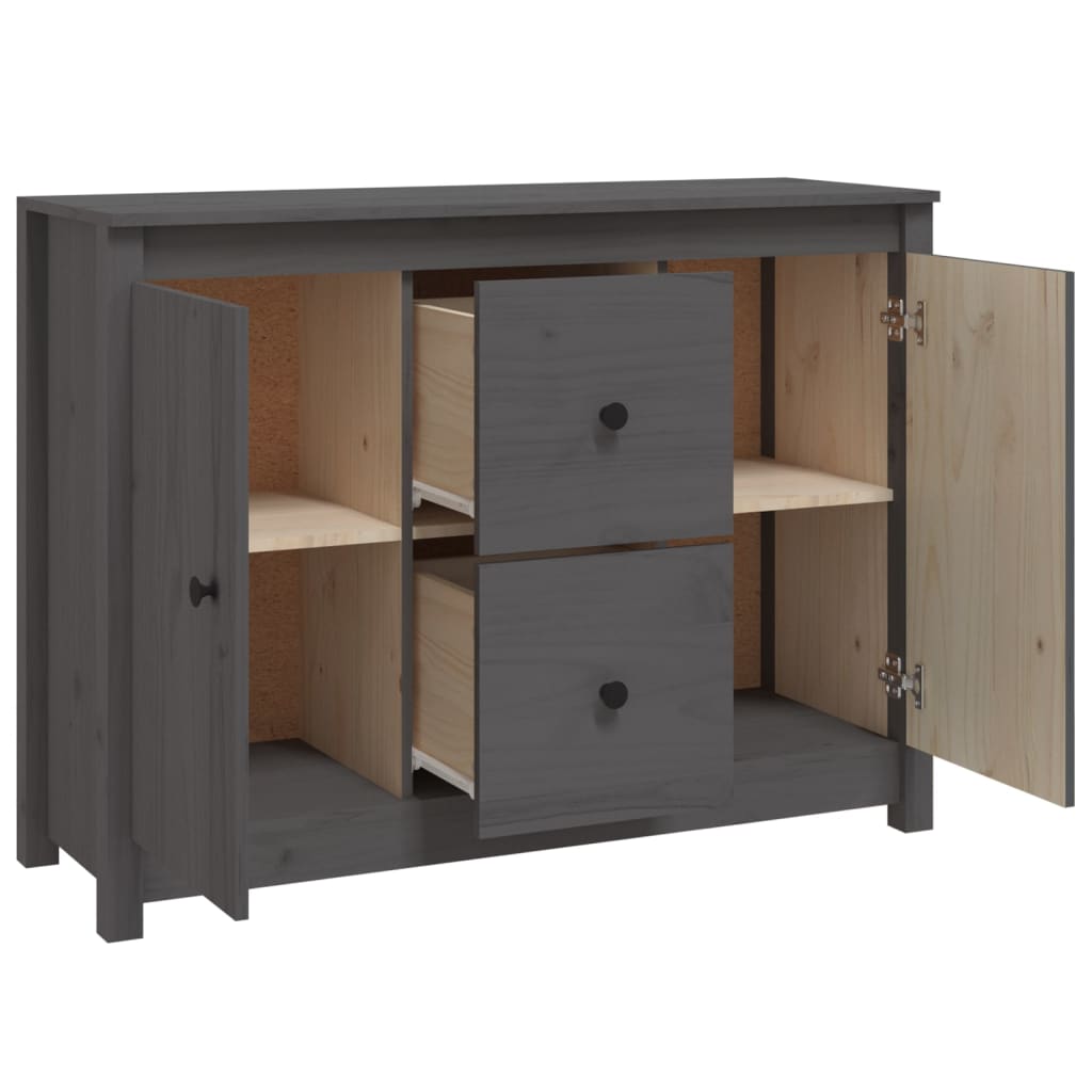vidaXL Komoda, szara, 100x35x74 cm, lite drewno sosnowe