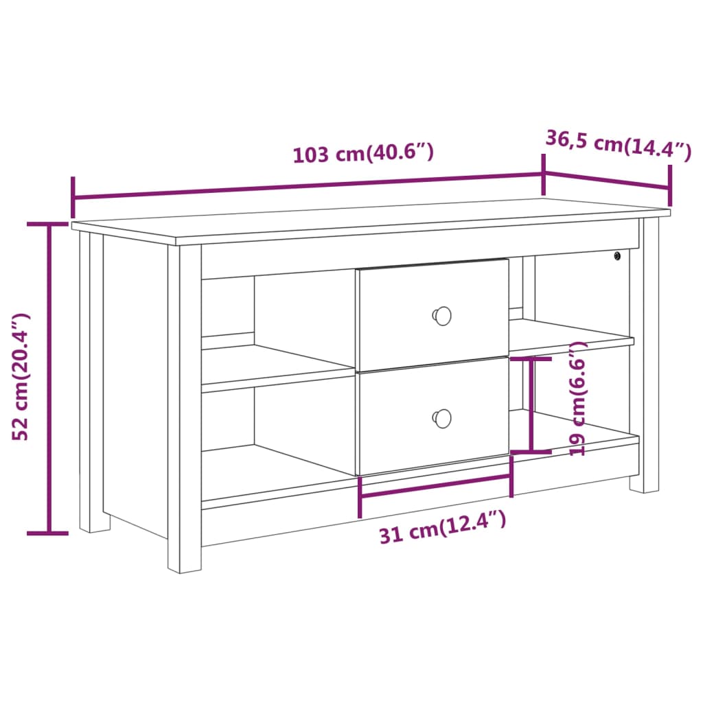 vidaXL Szafka pod telewizor, szara, 103x36,5x52 cm, drewno sosnowe