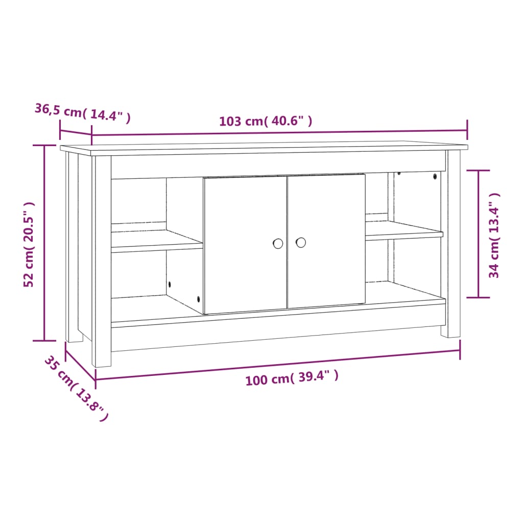 vidaXL Szafka pod telewizor, szara, 103x36,5x52 cm, drewno sosnowe