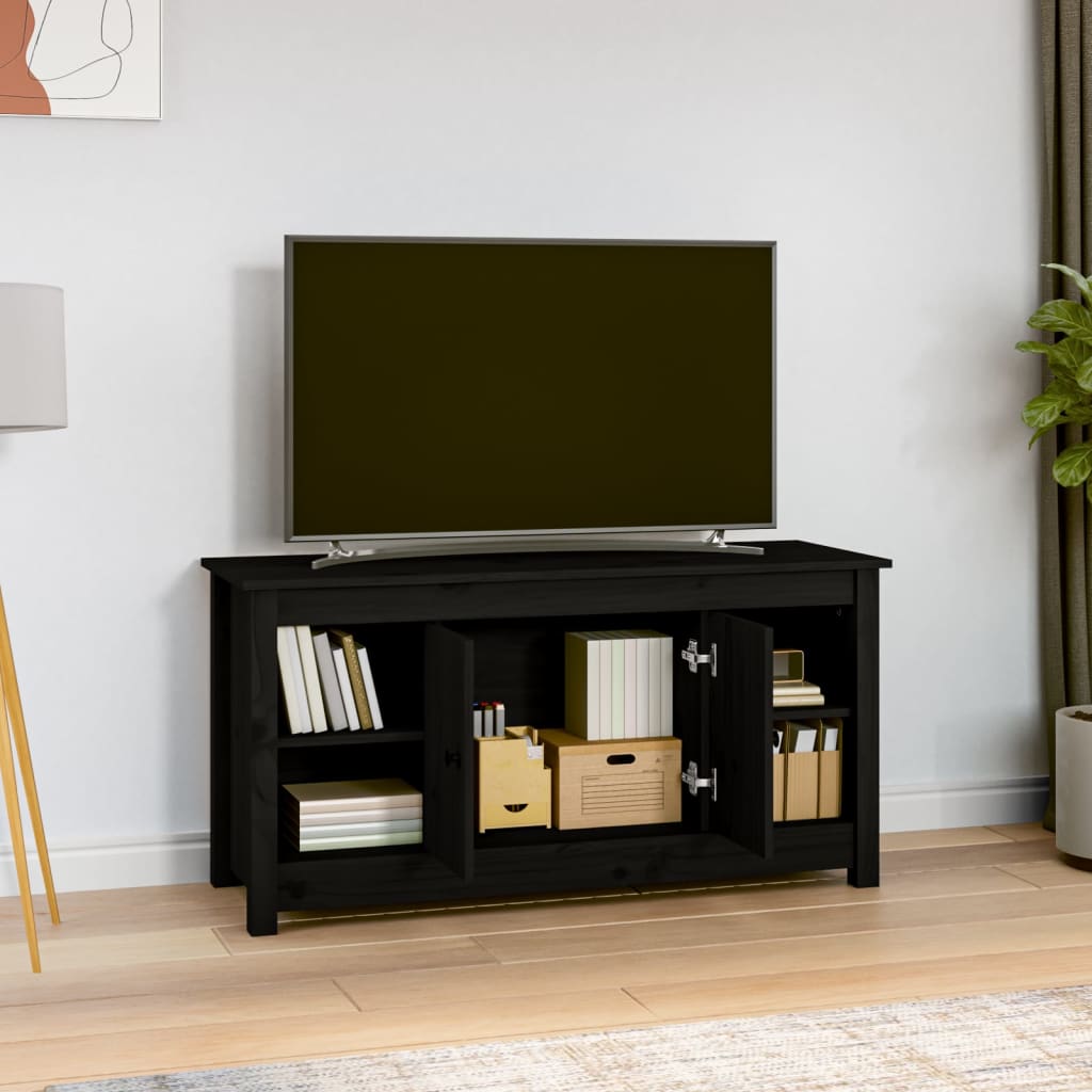 vidaXL Szafka pod telewizor, czarna, 103x36,5x52 cm, drewno sosnowe