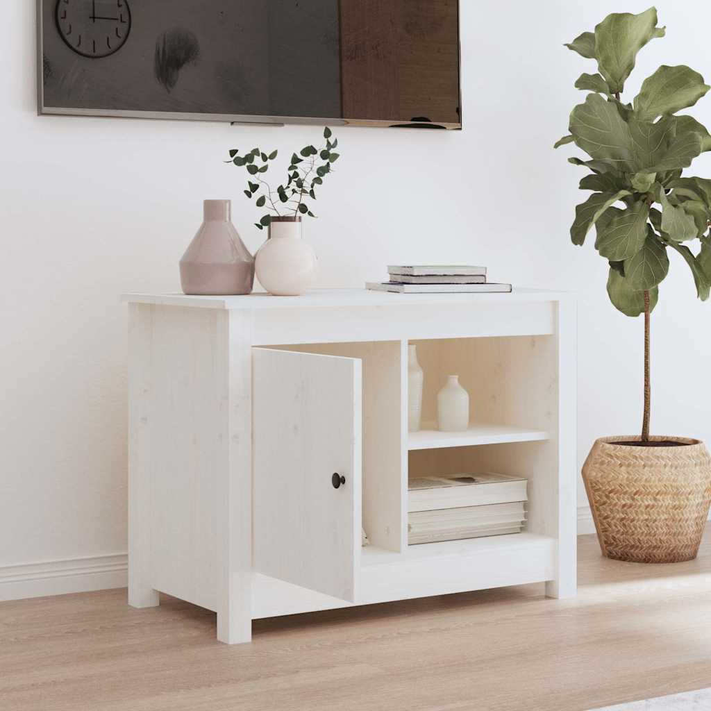 vidaXL Szafka pod telewizor, biała, 70x36,5x52 cm, lite drewno sosnowe