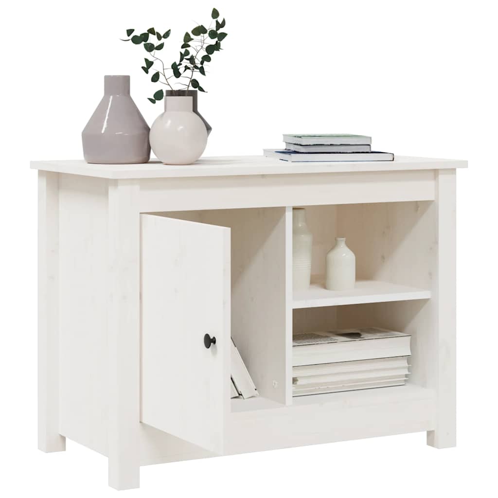 vidaXL Szafka pod telewizor, biała, 70x36,5x52 cm, lite drewno sosnowe