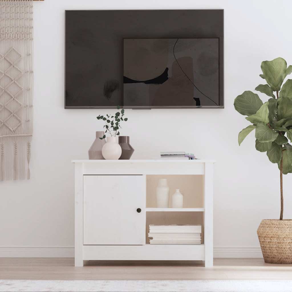 vidaXL Szafka pod telewizor, biała, 70x36,5x52 cm, lite drewno sosnowe