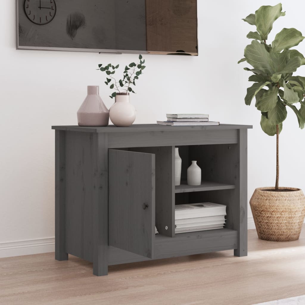 vidaXL Szafka pod telewizor, szara, 70x36,5x52 cm, lite drewno sosnowe
