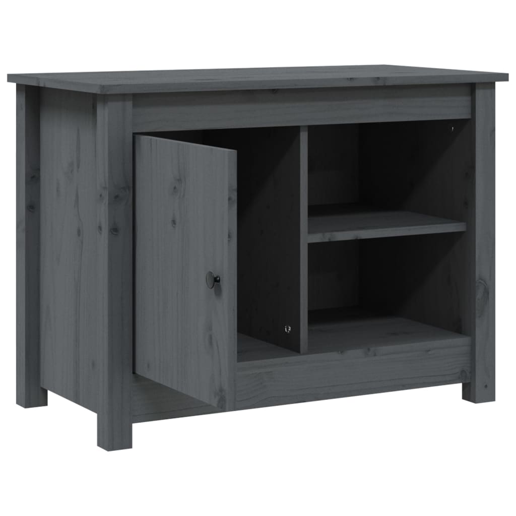 vidaXL Szafka pod telewizor, szara, 70x36,5x52 cm, lite drewno sosnowe