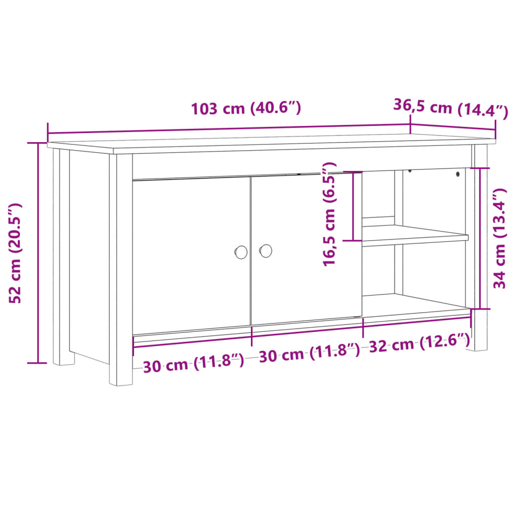 vidaXL Szafka pod TV, miodowy brąz, 103x36,5x52 cm, drewno sosnowe