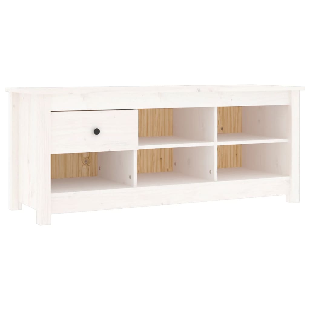 vidaXL Szafka na buty, biała, 110x38x45,5 cm, lite drewno sosnowe