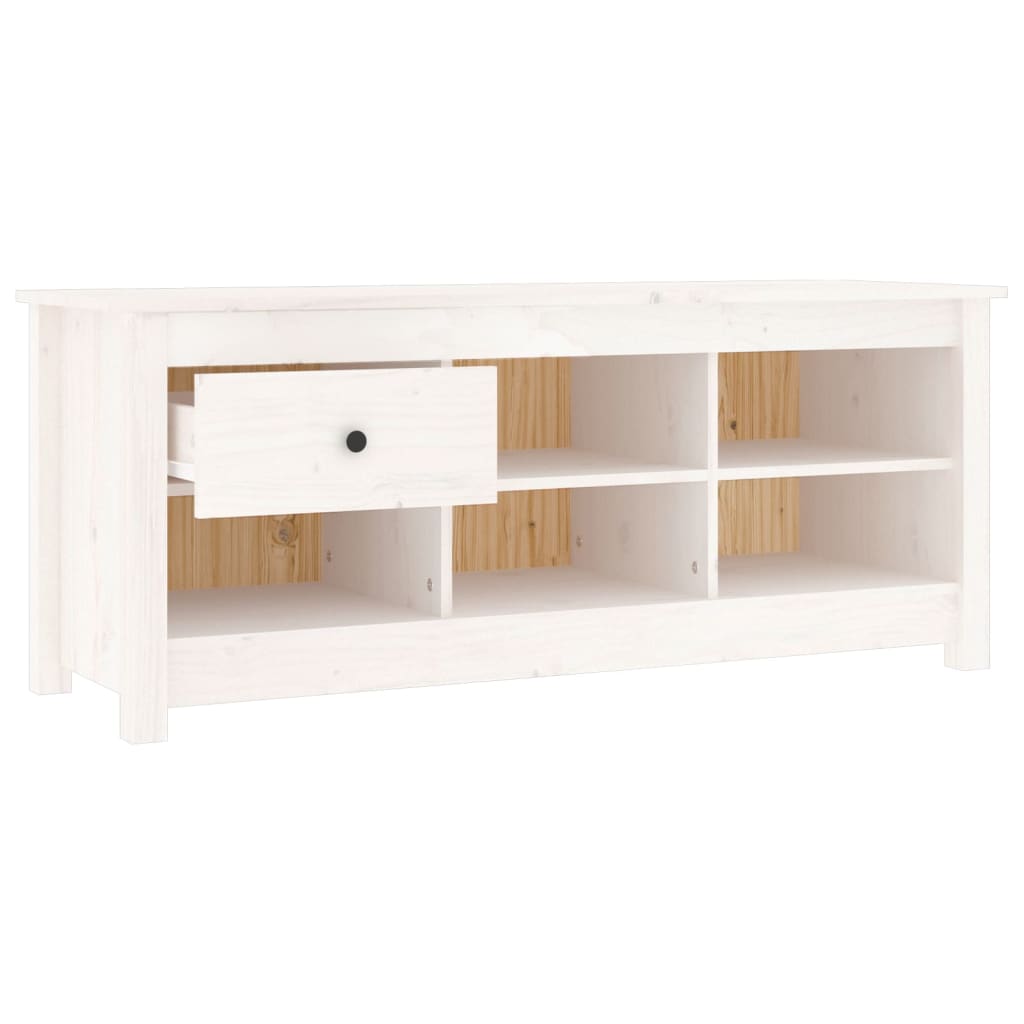 vidaXL Szafka na buty, biała, 110x38x45,5 cm, lite drewno sosnowe
