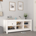 vidaXL Szafka na buty, biała, 110x38x45,5 cm, lite drewno sosnowe