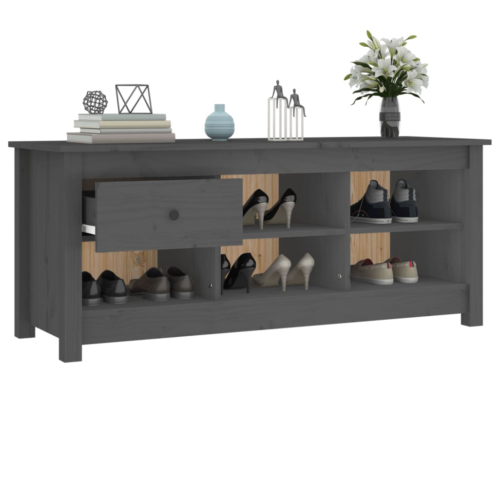 vidaXL Szafka na buty, szara, 110x38x45,5 cm, lite drewno sosnowe