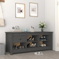 vidaXL Szafka na buty, szara, 110x38x45,5 cm, lite drewno sosnowe