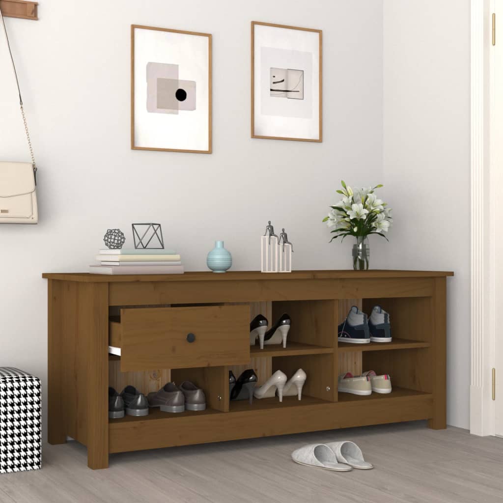 vidaXL Szafka na buty, miodowy brąz, 110x38x45,5 cm, drewno sosnowe