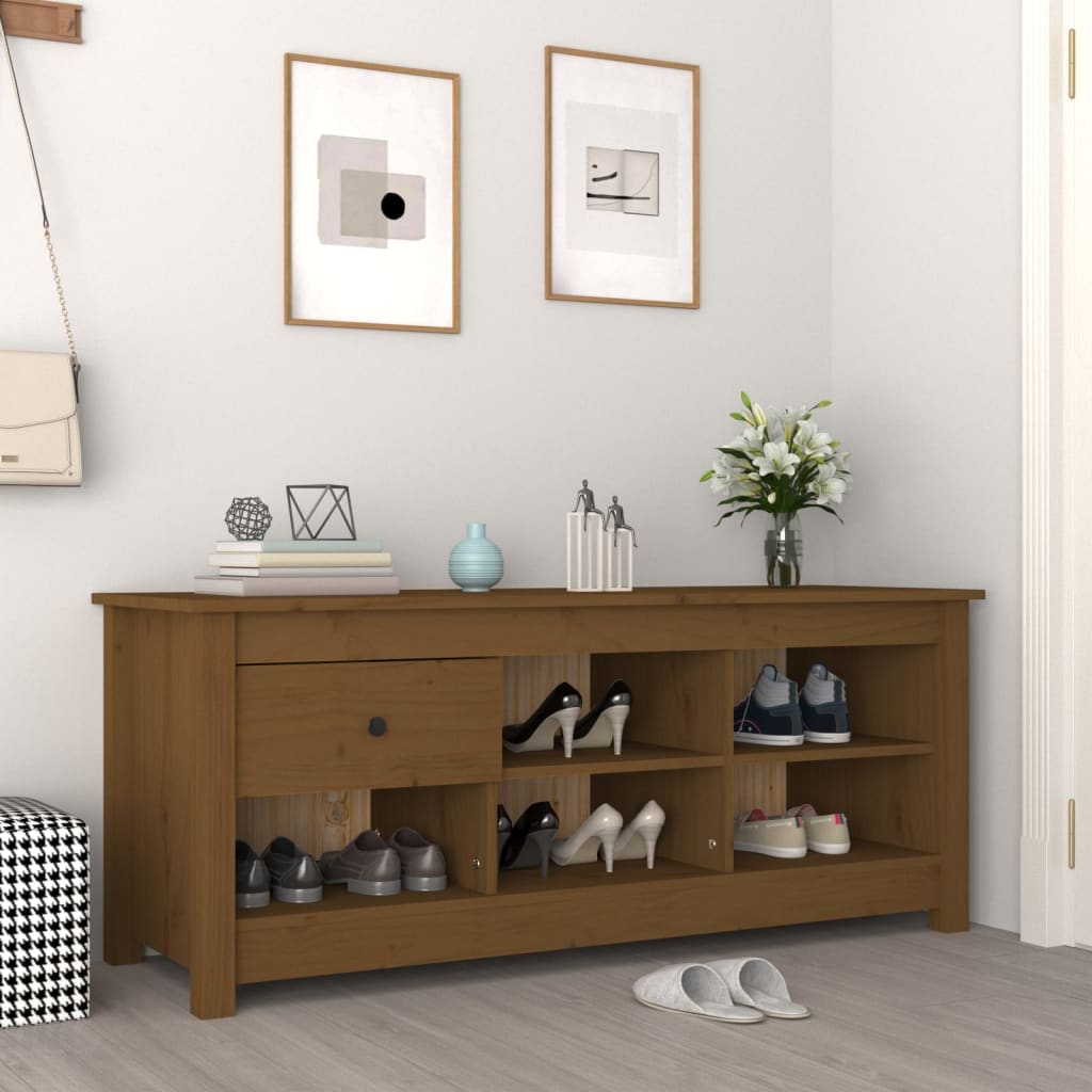 vidaXL Szafka na buty, miodowy brąz, 110x38x45,5 cm, drewno sosnowe