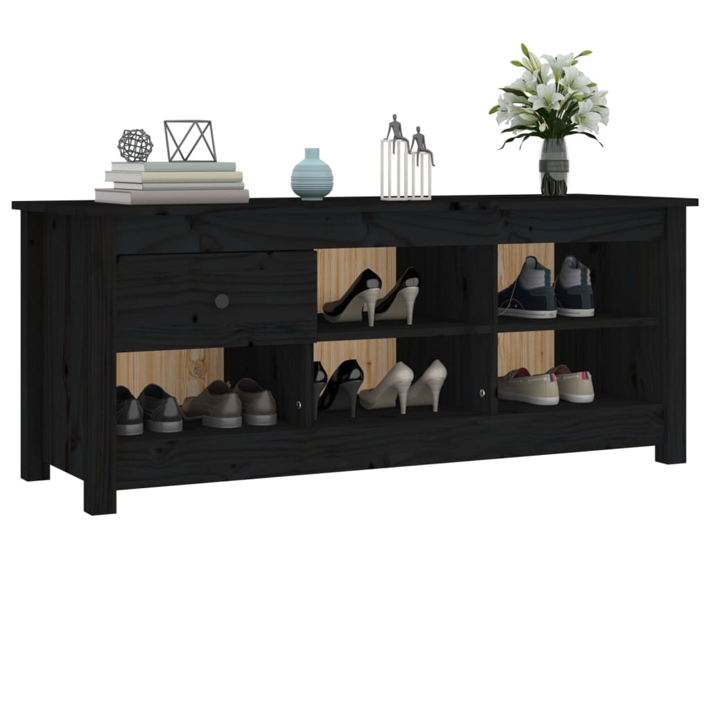 vidaXL Szafka na buty, czarna, 110x38x45,5 cm, lite drewno sosnowe