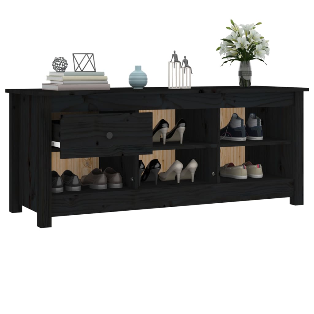 vidaXL Szafka na buty, czarna, 110x38x45,5 cm, lite drewno sosnowe