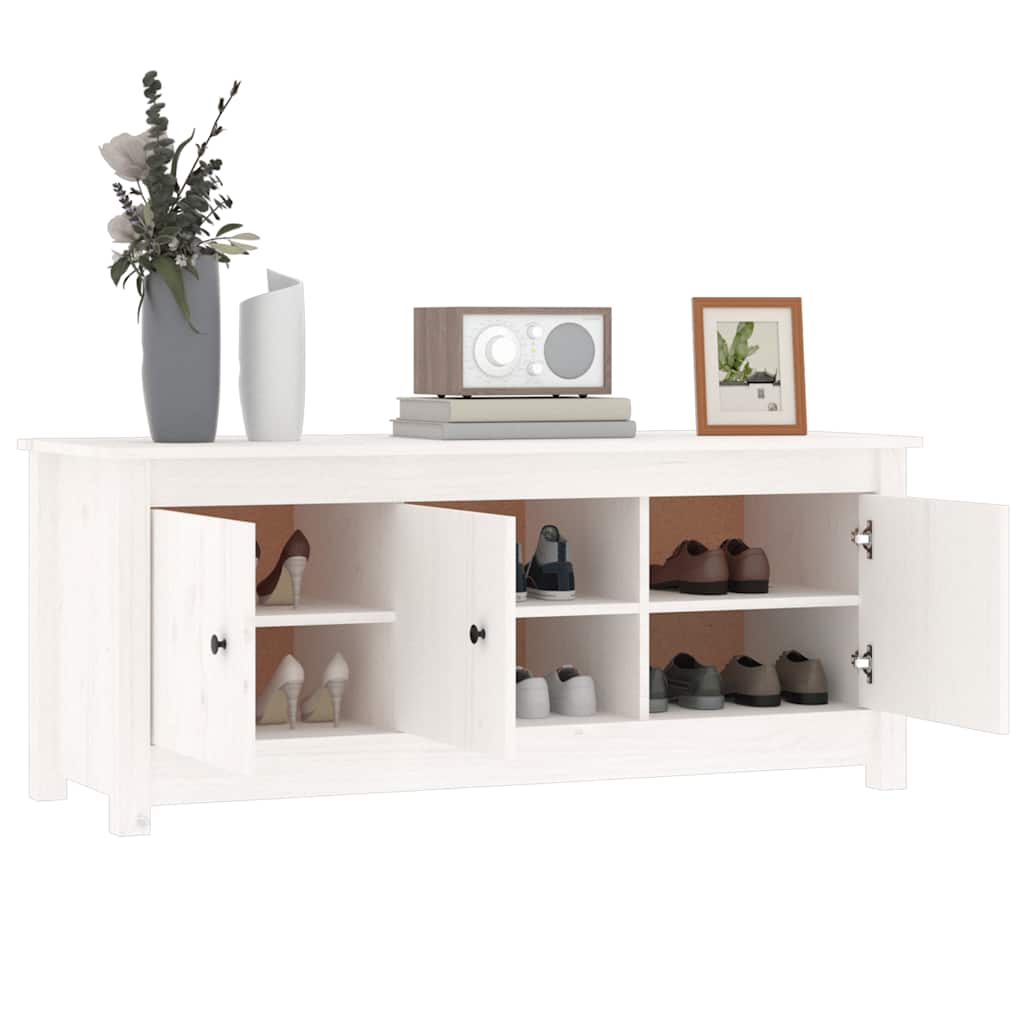 vidaXL Szafka na buty, biała, 110x38x45,5 cm, lite drewno sosnowe