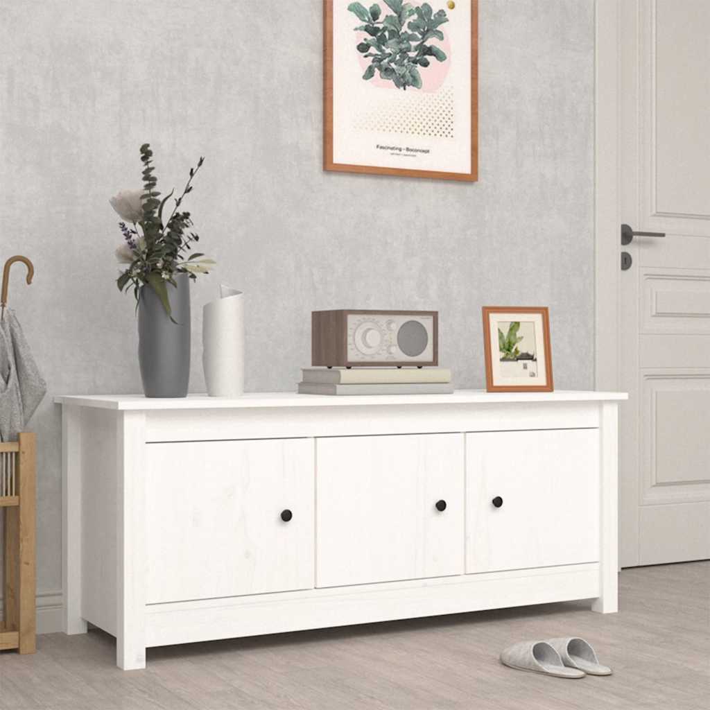 vidaXL Szafka na buty, biała, 110x38x45,5 cm, lite drewno sosnowe