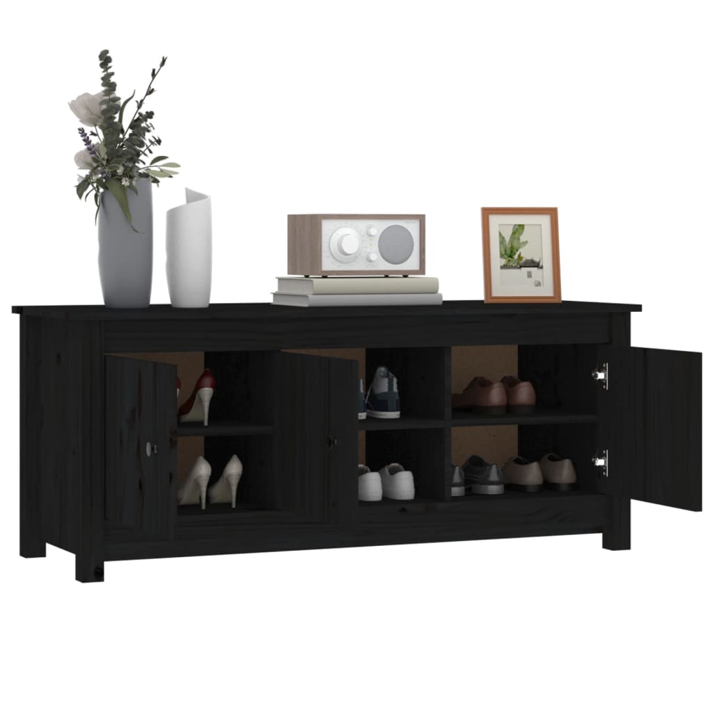 vidaXL Szafka na buty, czarna, 110x38x45,5 cm, lite drewno sosnowe